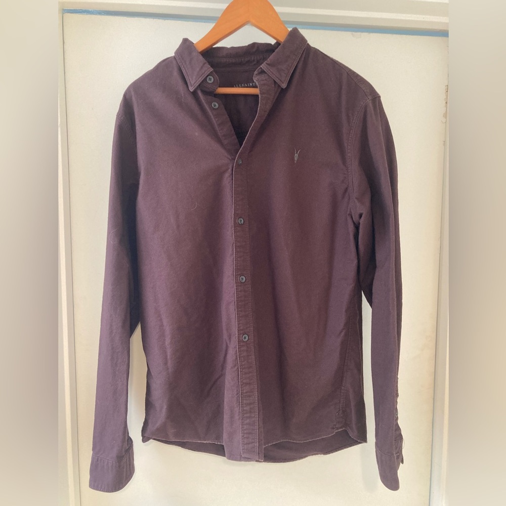 Men’s All Saints button down shirt - Maroon - Large